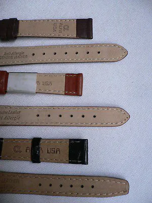 New Men Women 3 Watch Band Set Genuine Leather Crocodile Solid Anti Allergy Casual Elegant Black Dark Light Brown 14 Mm