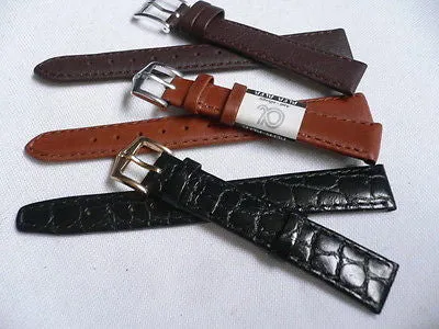 New Men Women 3 Watch Band Set Genuine Leather Crocodile Solid Anti Allergy Casual Elegant Black Dark Light Brown 14 Mm