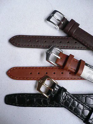 New Men Women 3 Watch Band Set Genuine Leather Crocodile Solid Anti Allergy Casual Elegant Black Dark Light Brown 14 Mm