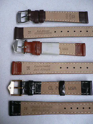 New Men Women 3 Watch Band Set Genuine Leather Crocodile Solid Anti Allergy Casual Elegant Black Dark Light Brown 14 Mm