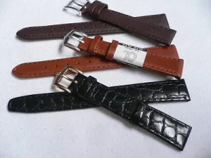 New Men Women 3 Watch Band Set Genuine Leather Crocodile Solid Anti Allergy Casual Elegant Black Dark Light Brown 14 Mm
