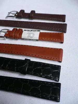 New Men Women 3 Watch Band Set Genuine Leather Crocodile Solid Anti Allergy Casual Elegant Black Dark Light Brown 14 Mm