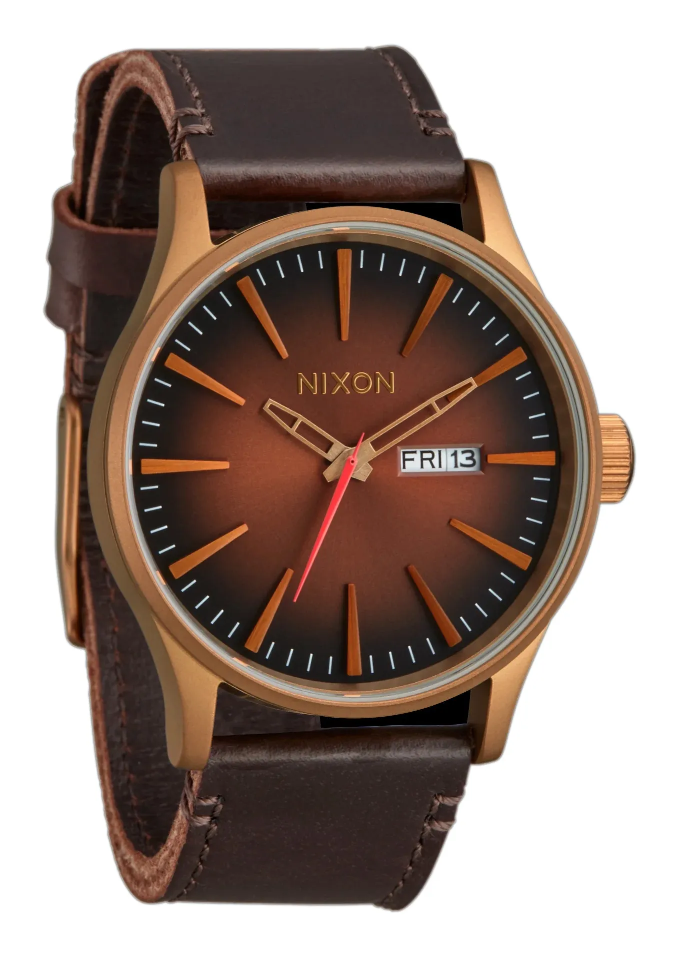 Nixon Sentry Watch Leather Bronze Black Watch