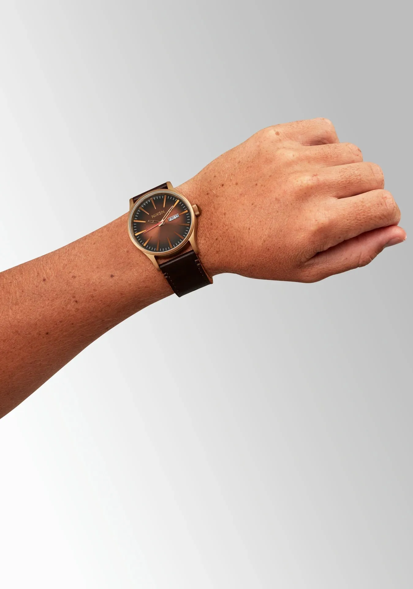 Nixon Sentry Watch Leather Bronze Black Watch