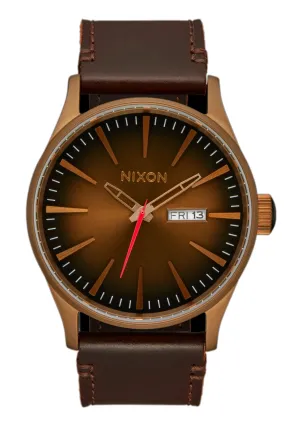 Nixon Sentry Watch Leather Bronze Black Watch