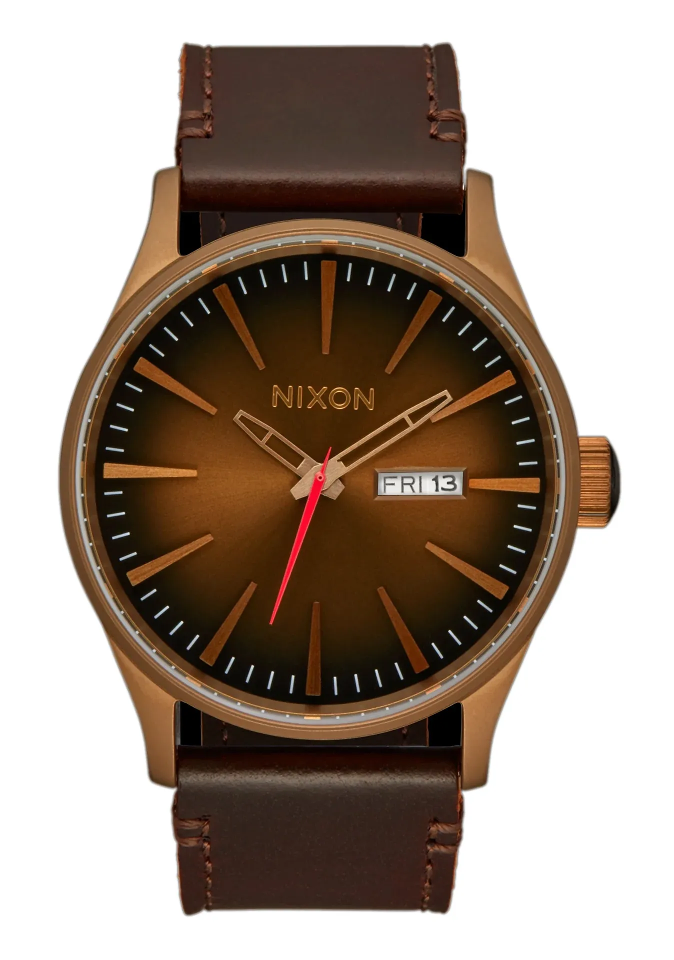 Nixon Sentry Watch Leather Bronze Black Watch