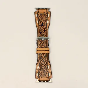 NOCONA IWATCH BAND PIERCED OVERLAY BUCK LACING TAN