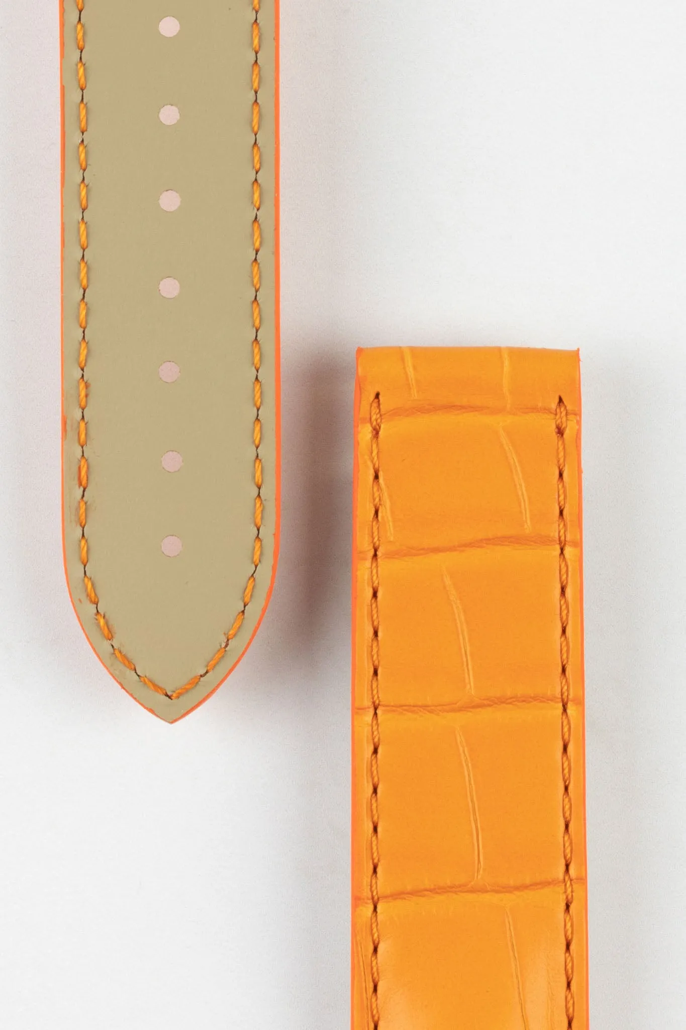 OMEGA 98000147 Genuine Alligator 20mm Deployment Watch Strap - ORANGE