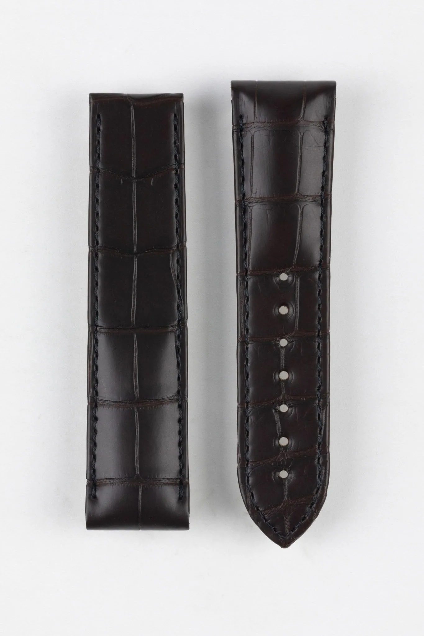 OMEGA 98000234 DeVille Hour Vision Genuine Alligator 22mm Deployment Watch Strap in DARK BROWN