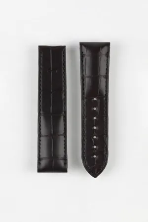 OMEGA 98000234 DeVille Hour Vision Genuine Alligator 22mm Deployment Watch Strap in DARK BROWN