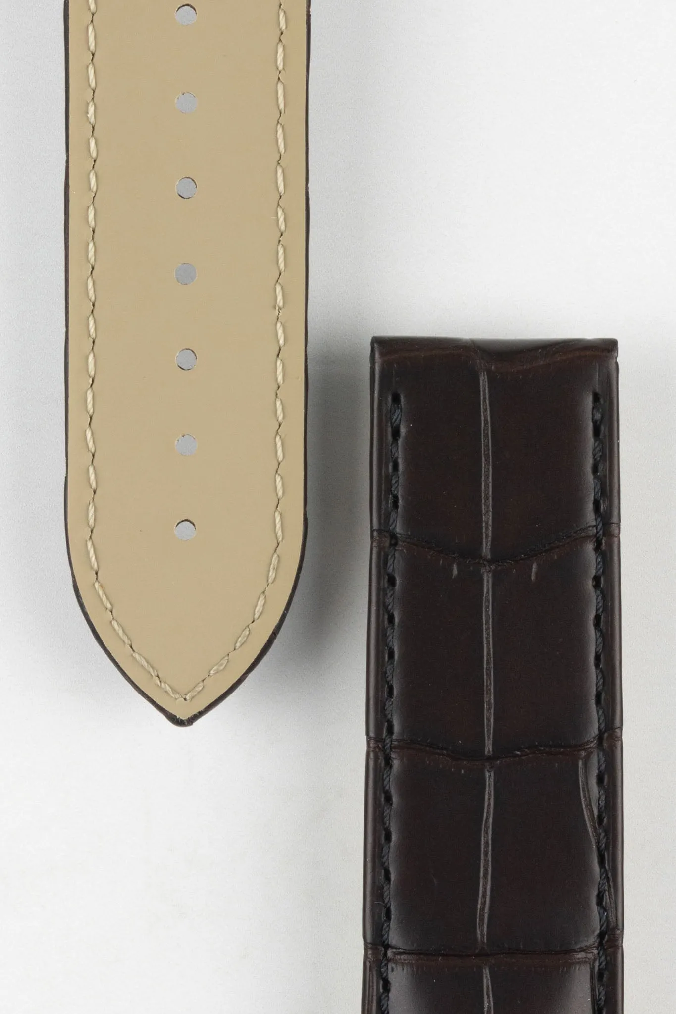 OMEGA 98000234 DeVille Hour Vision Genuine Alligator 22mm Deployment Watch Strap in DARK BROWN