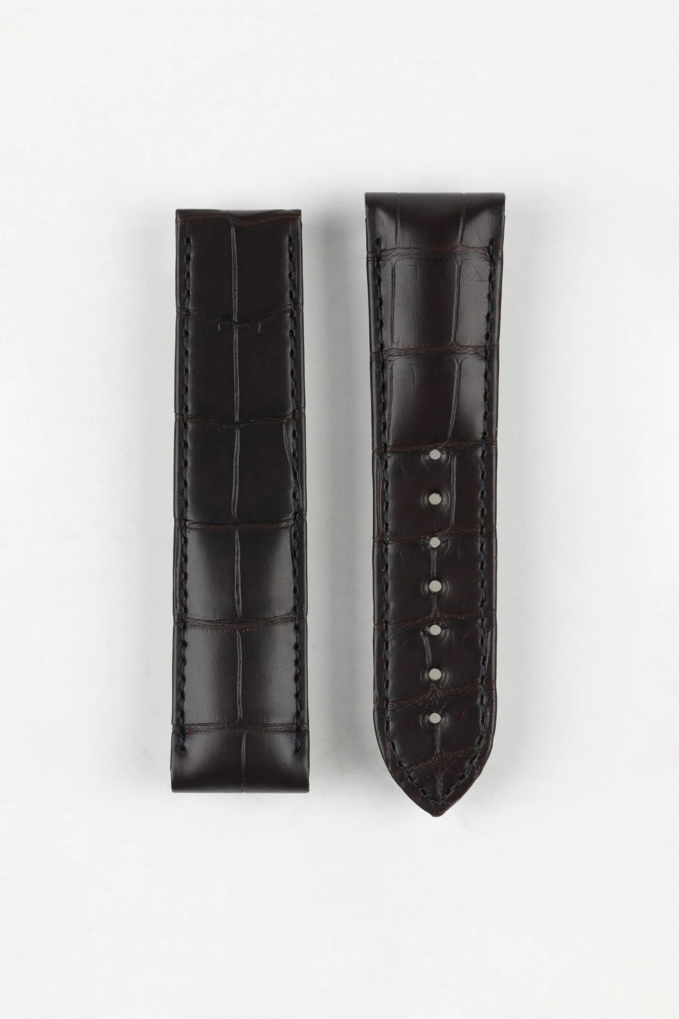 OMEGA 98000234 DeVille Hour Vision Genuine Alligator 22mm Deployment Watch Strap in DARK BROWN