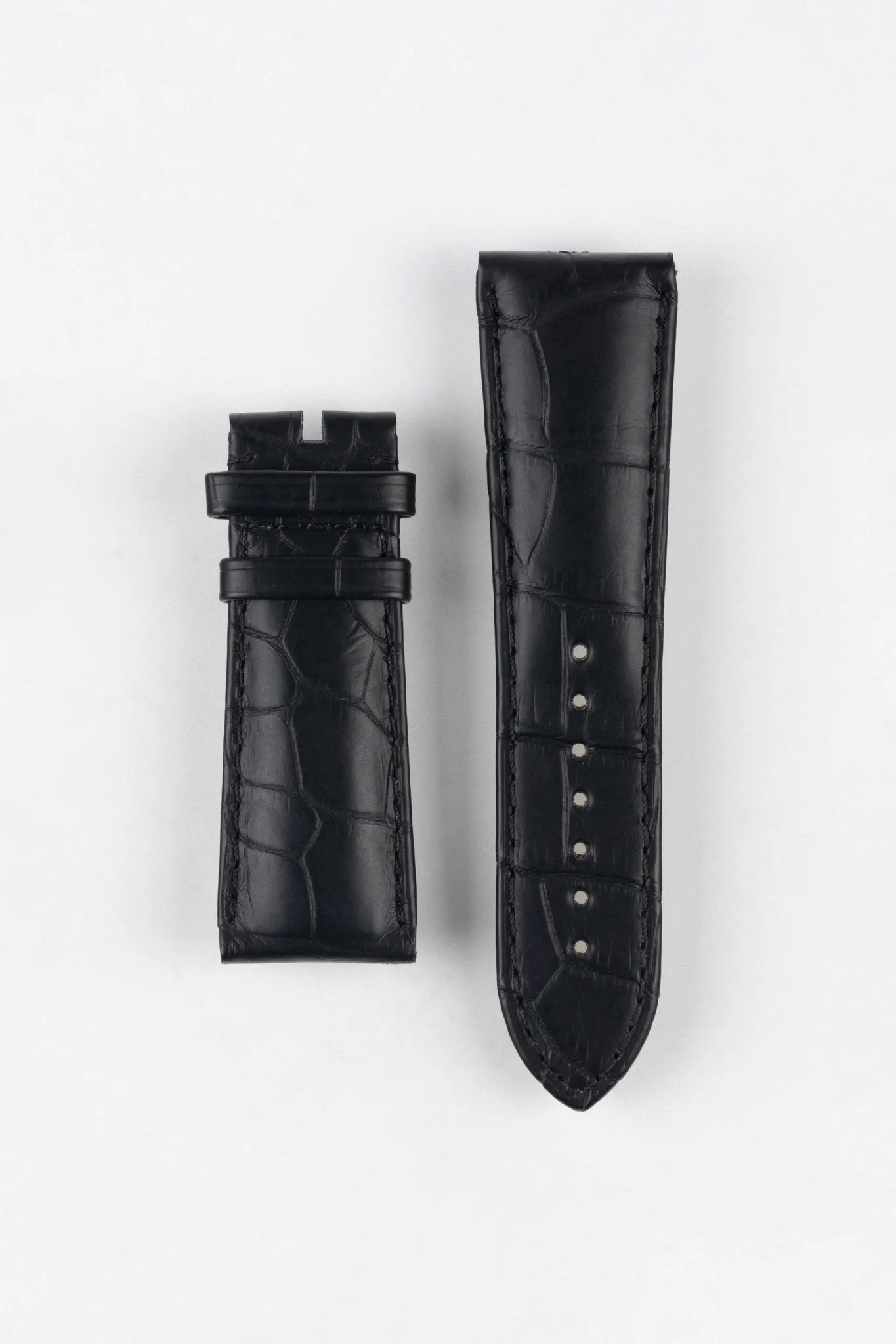 OMEGA 98000265 Genuine Alligator Leather 24mm Short Watch Strap - BLACK