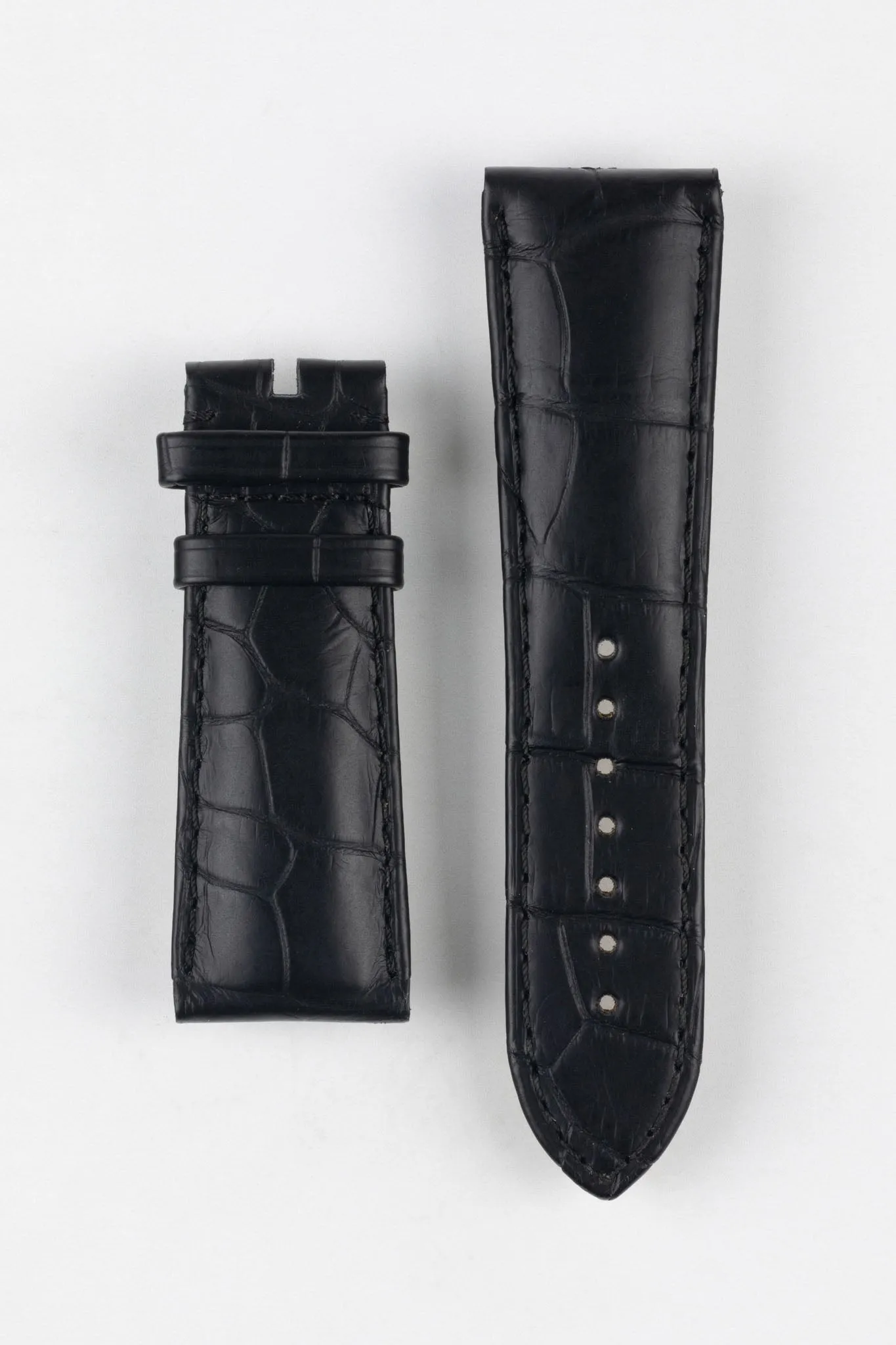 OMEGA 98000265 Genuine Alligator Leather 24mm Short Watch Strap - BLACK