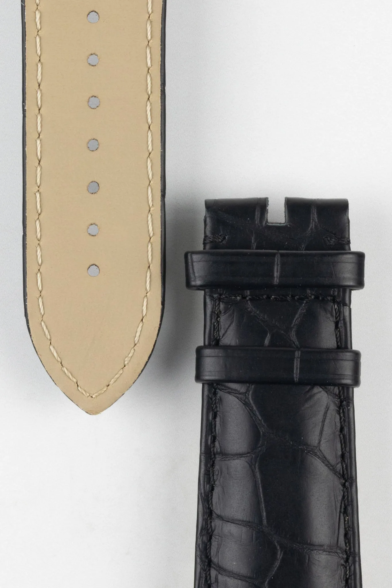 OMEGA 98000265 Genuine Alligator Leather 24mm Short Watch Strap - BLACK