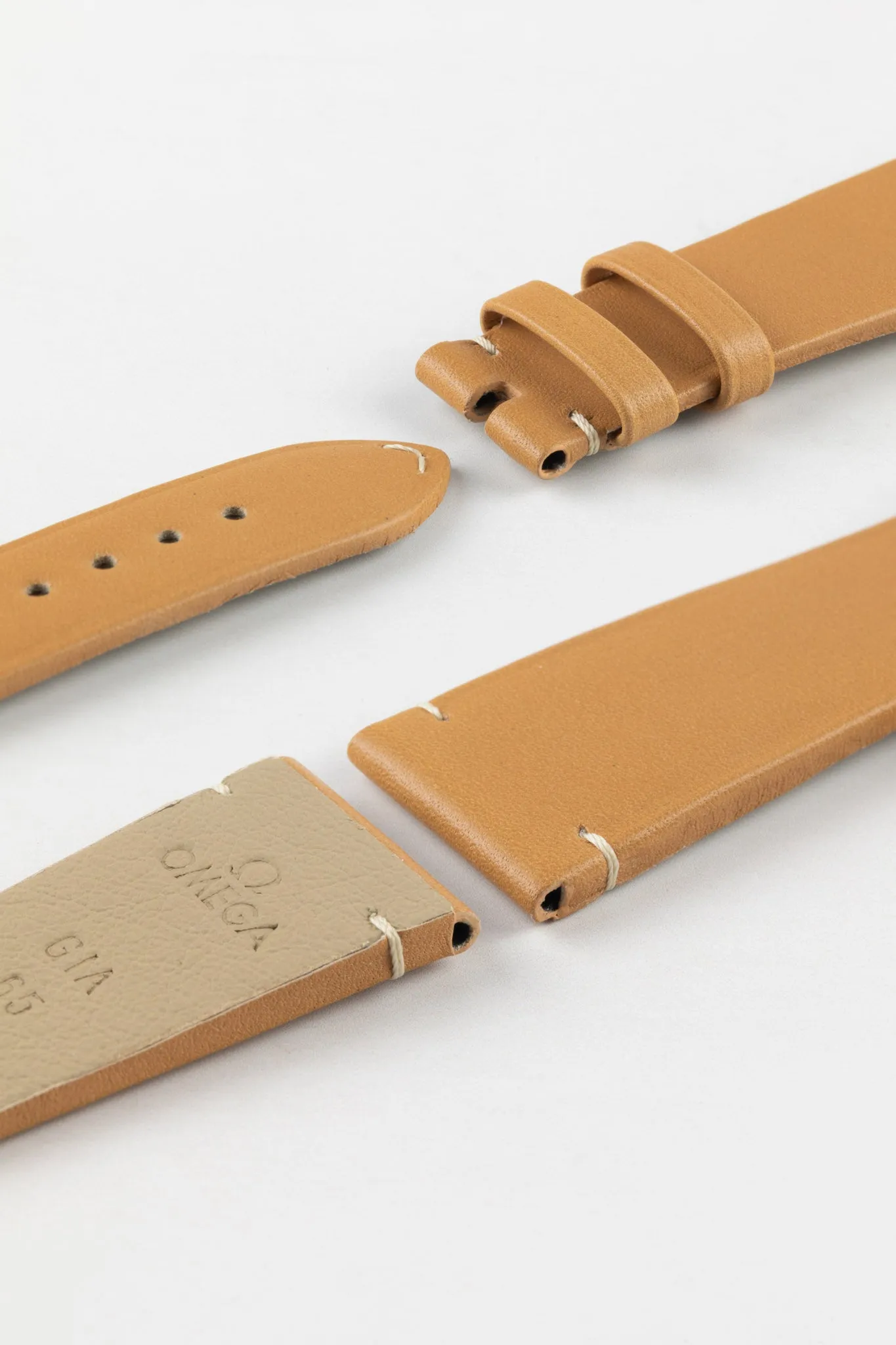 OMEGA CUZ014662 Vintage Style 21mm Leather Watch Strap in GOLD BROWN