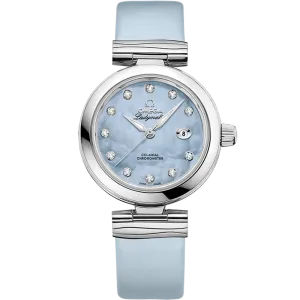 Omega De Ville Ladymatic 34 mm, steel on leather strap