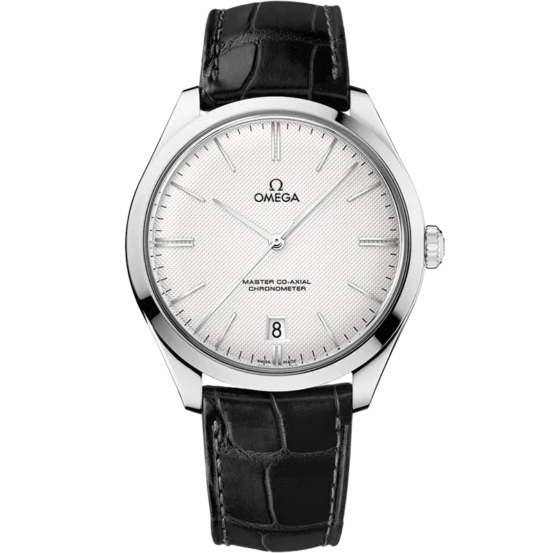Omega De Ville Trésor 40 mm, white gold on leather strap