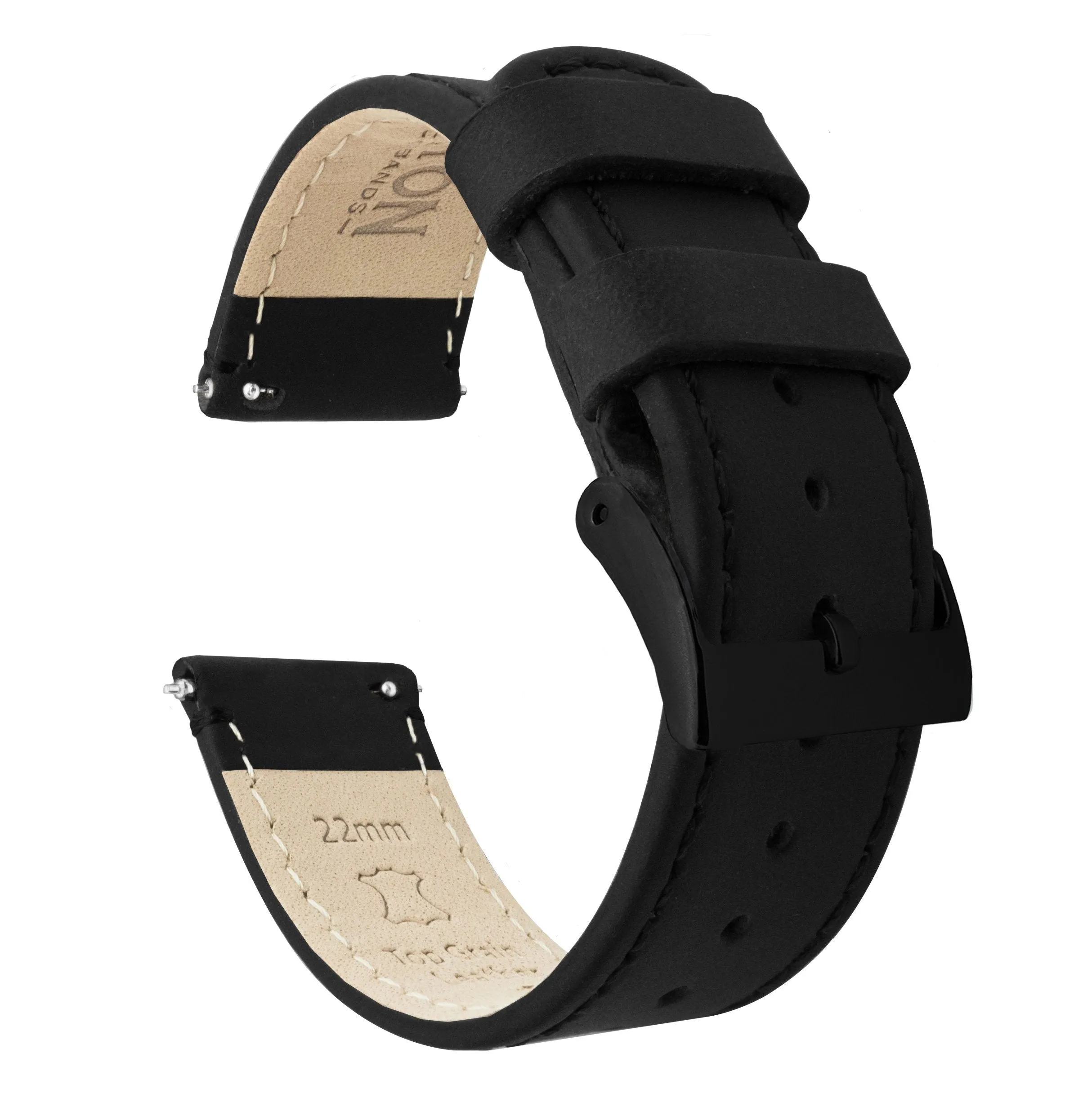 Omega Moonswatch Black Leather Stitching Watch Band