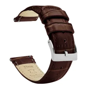 Omega Moonswatch Coffee Brown Alligator Grain Leather Watch Band