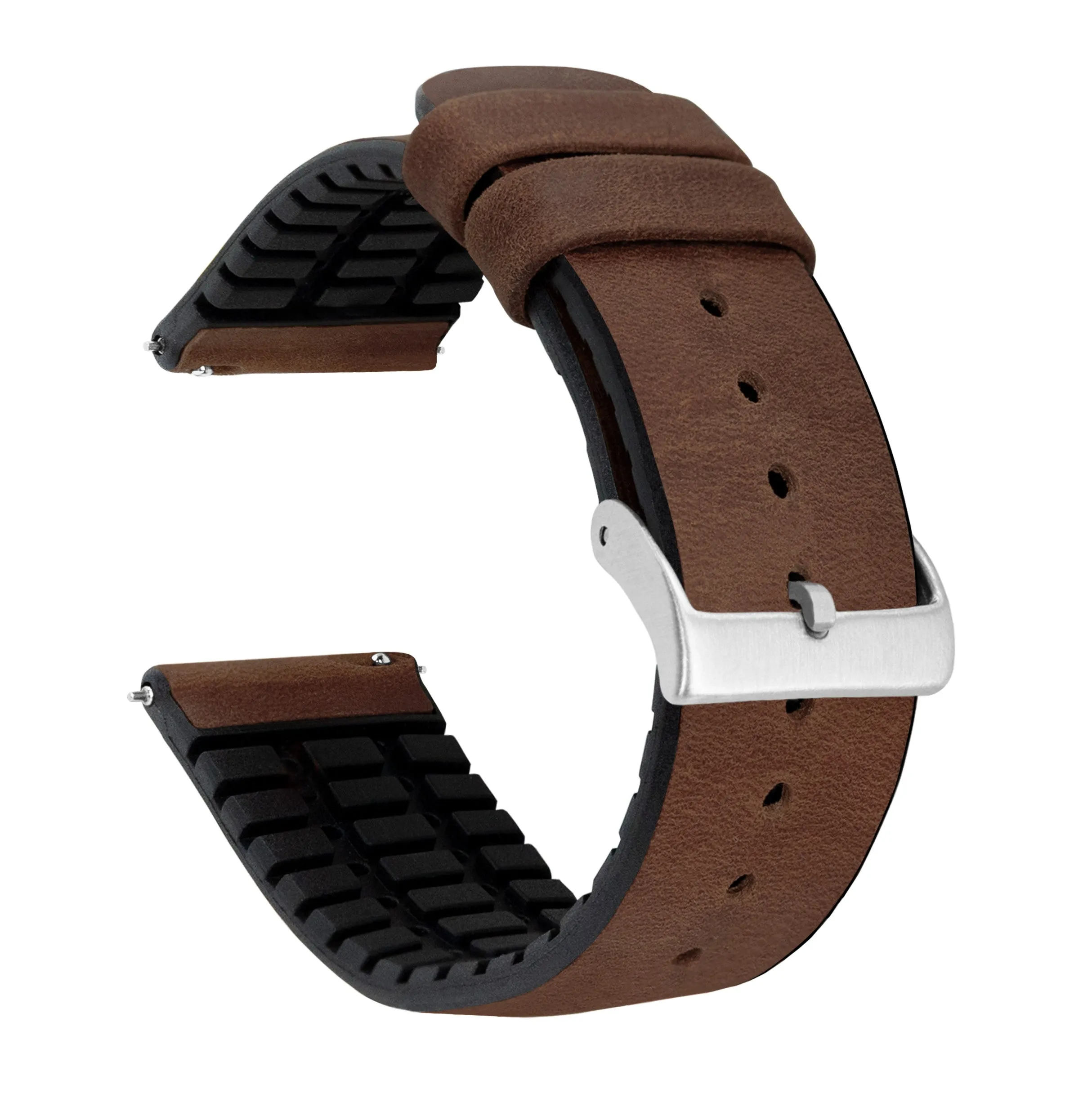 Omega Moonswatch Leather And Rubber Hybrid Walnut Brown Watch Band