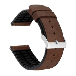 Omega Moonswatch Leather And Rubber Hybrid Walnut Brown Watch Band