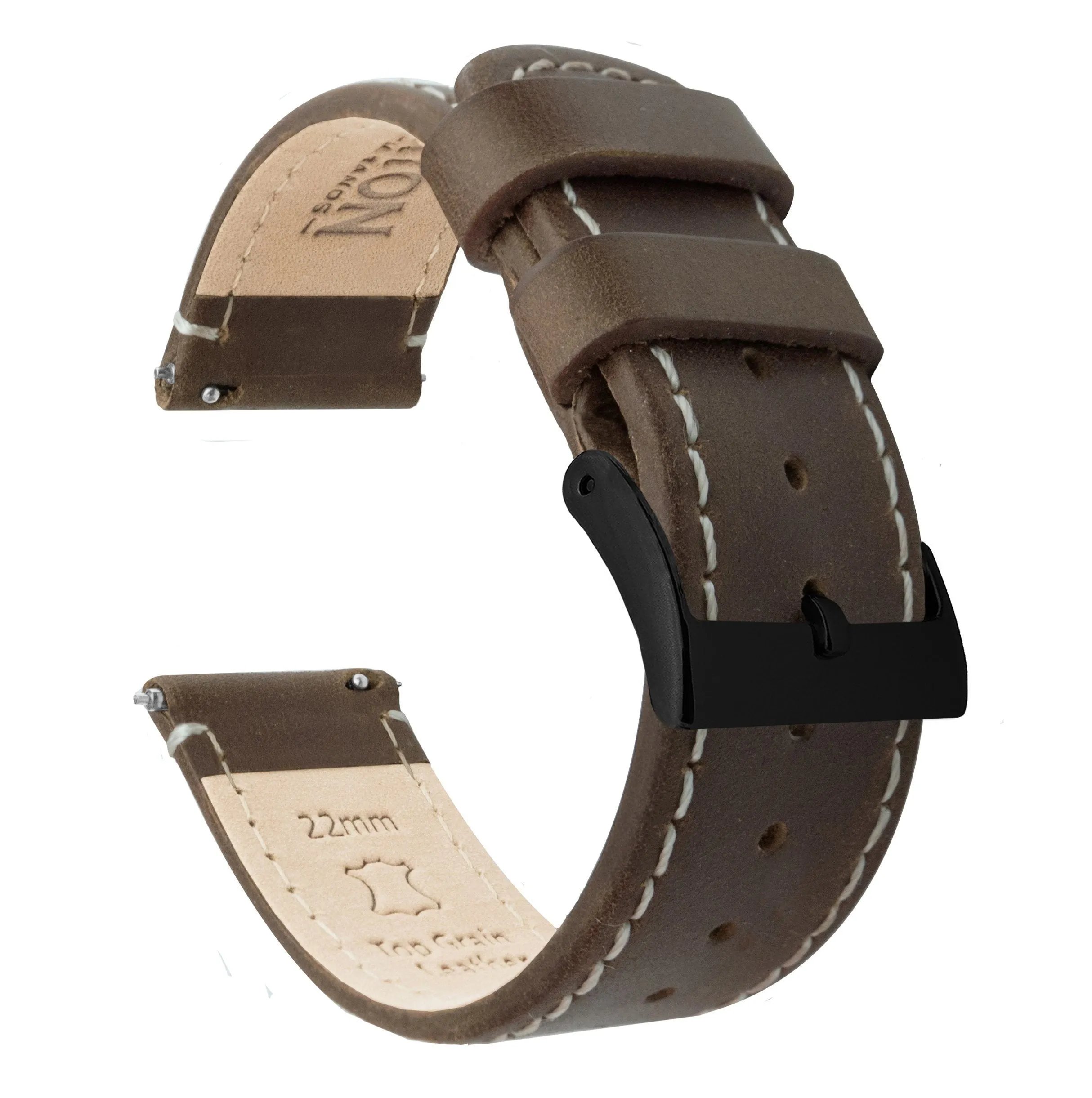 Omega Moonswatch Saddle Brown Leather Linen White Stitching Watch Band