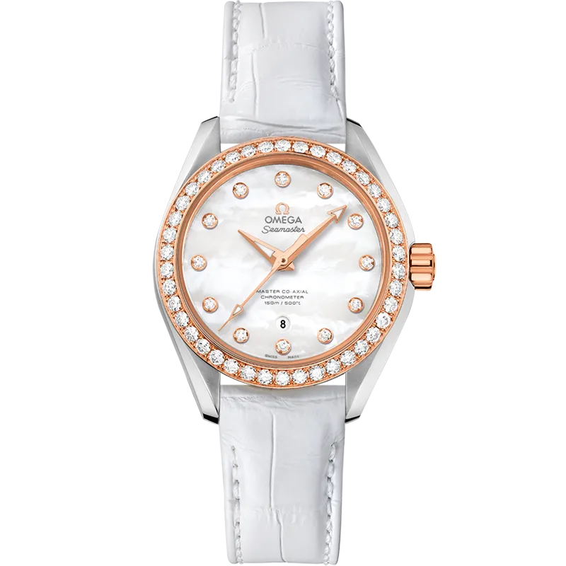 Omega Seamaster Aqua Terra 150M 34 mm, steel - Sedna™ gold on leather strap