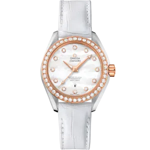 Omega Seamaster Aqua Terra 150M 34 mm, steel - Sedna™ gold on leather strap