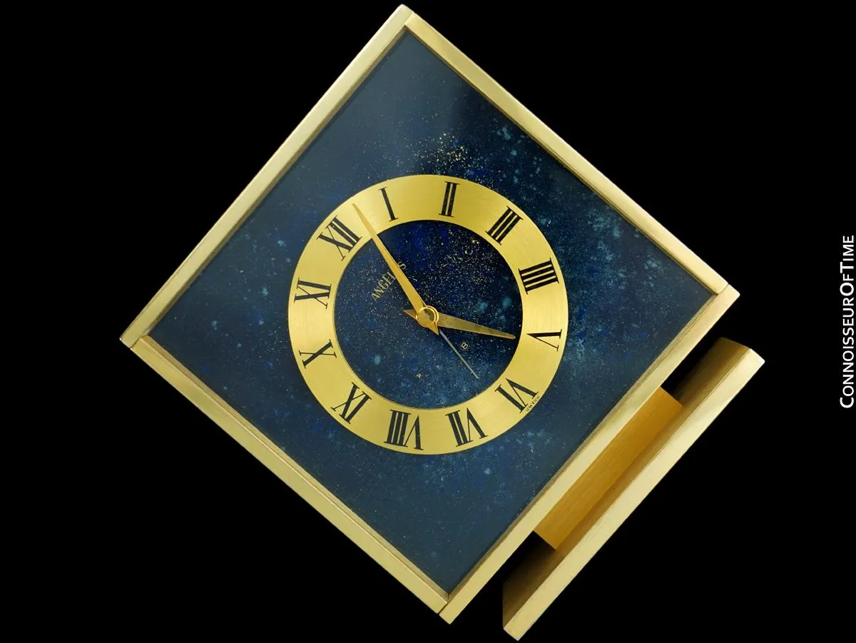 Owned & Used By Jerry Lewis - 1970 Angelus Brass & Lapis Desk Clock with Alarm and Inscription to Mr. Lewis