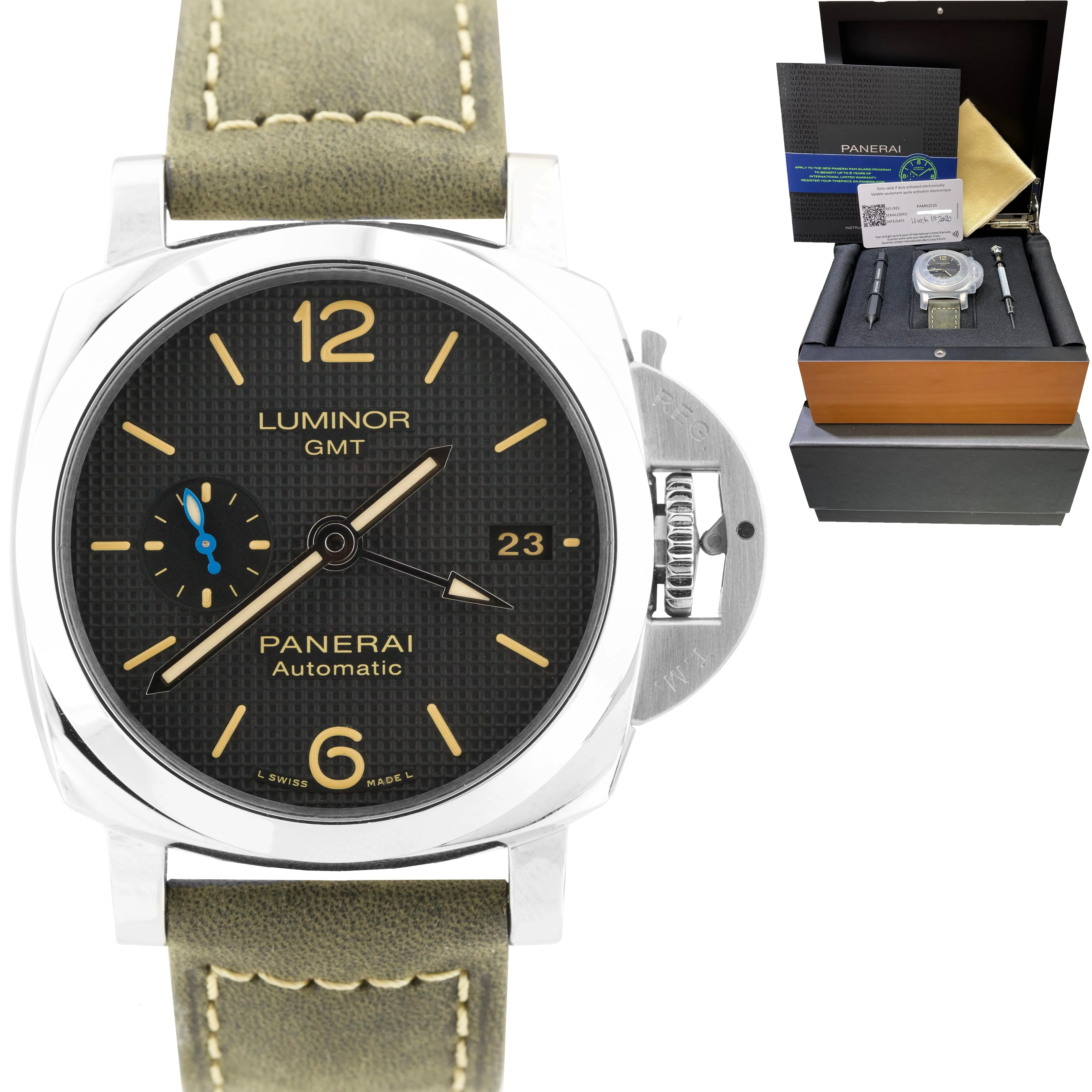 Panerai PAM 1535 Luminor GMT 3 Days Stainless Steel 42mm Watch PAM01535