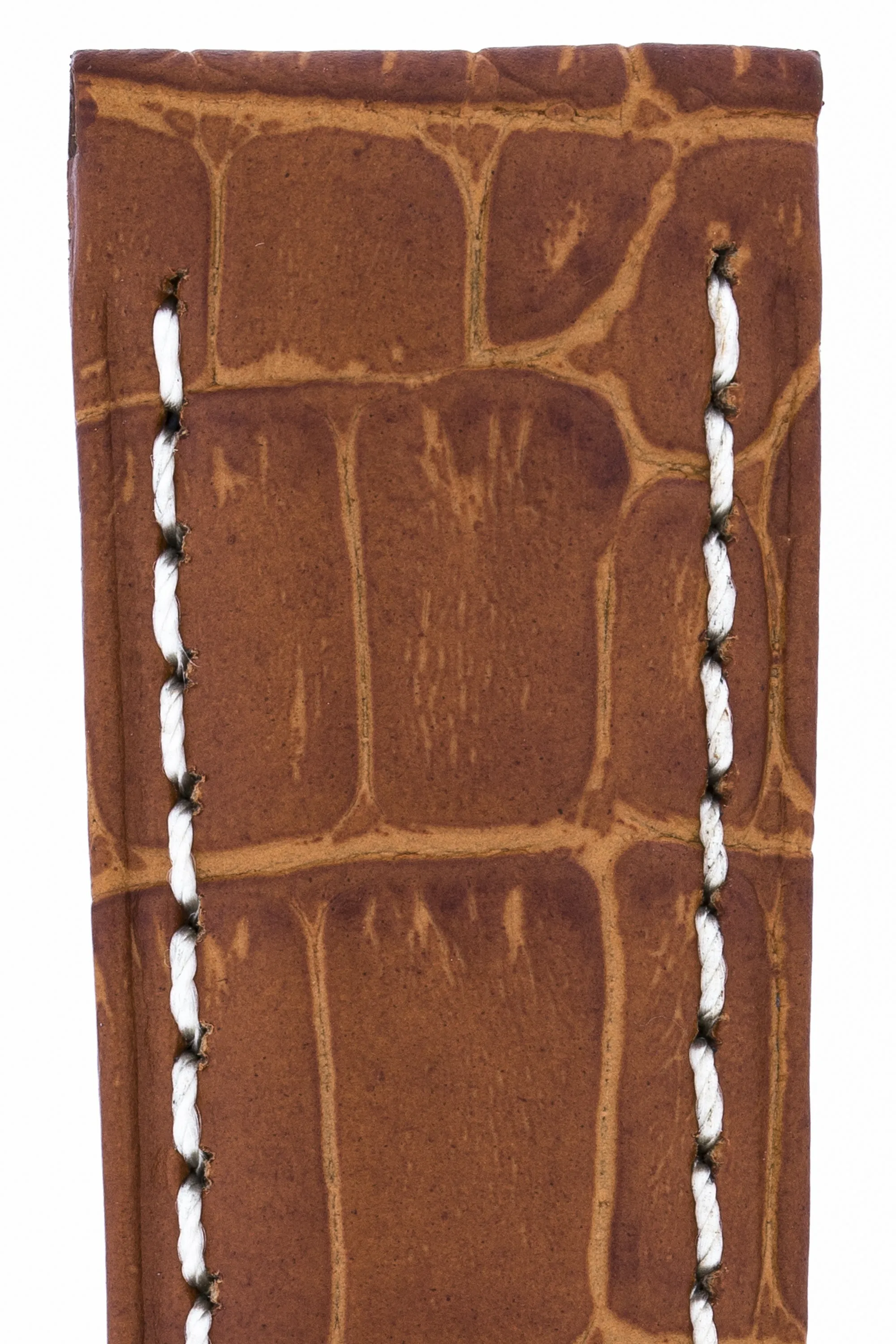 Panerai-Style Alligator-Embossed Watch Strap in BROWN / WHITE