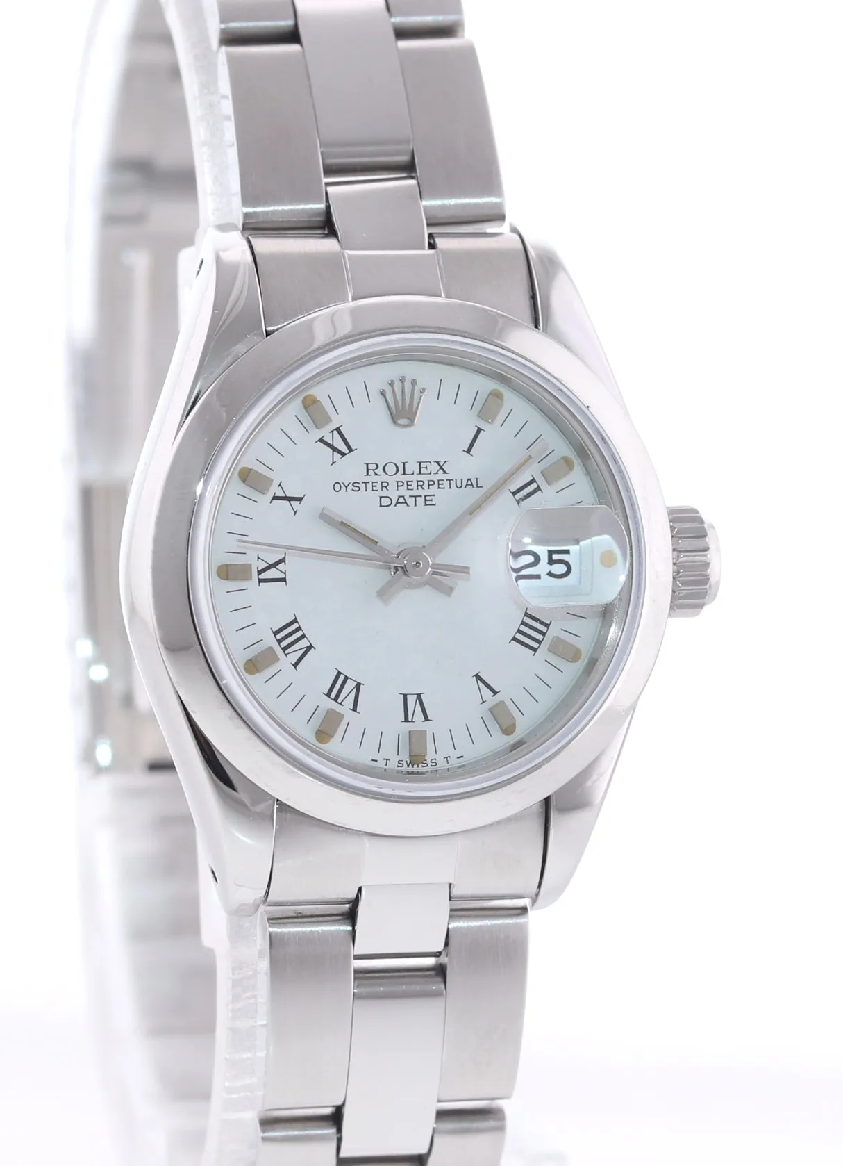 PAPERS Ladies Rolex Date 69160 Steel Oyster White Roman 26mm Steel Watch Box