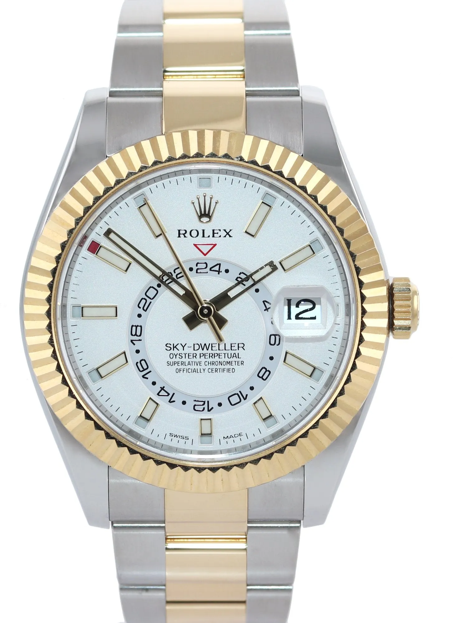 PAPERS Rolex Sky-Dweller 326933 White Two Tone Gold Steel White Watch Box