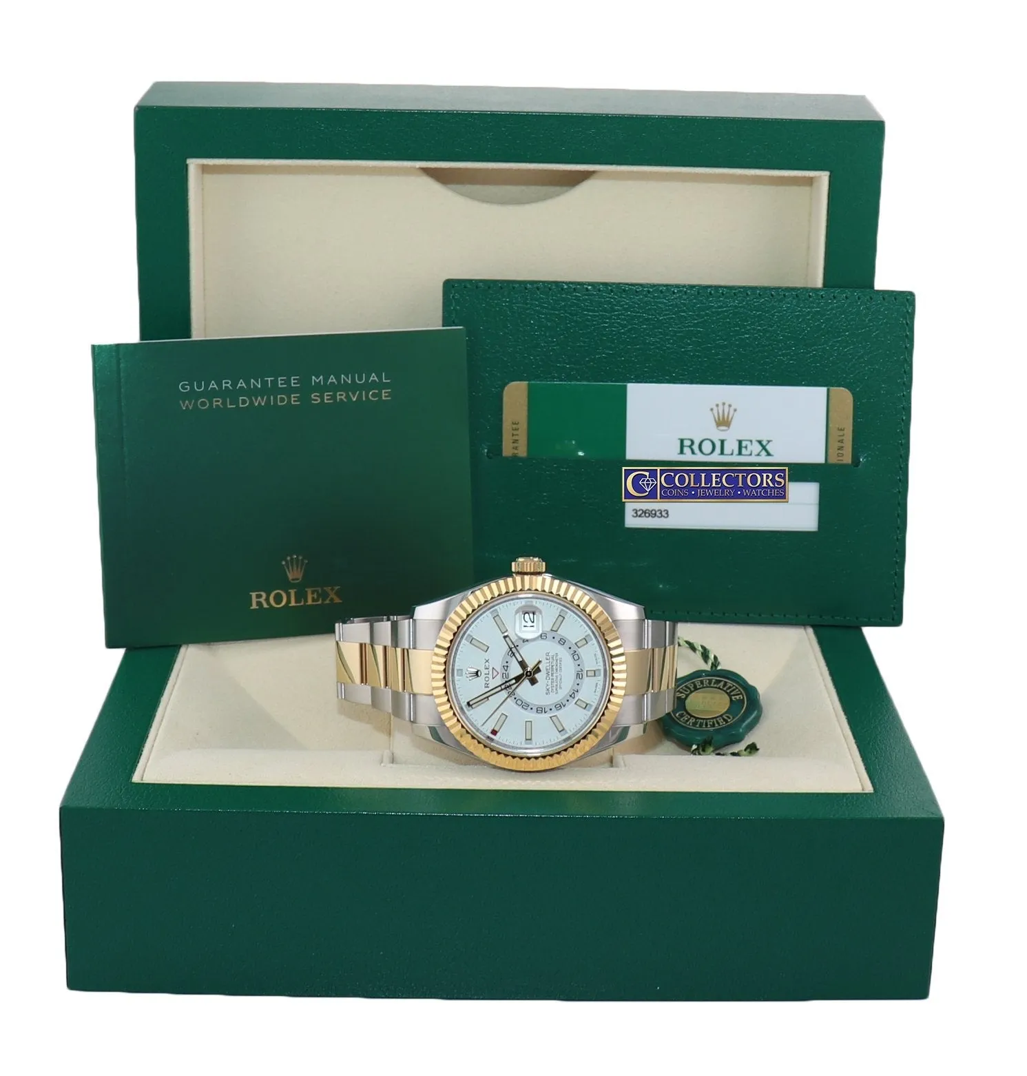 PAPERS Rolex Sky-Dweller 326933 White Two Tone Gold Steel White Watch Box