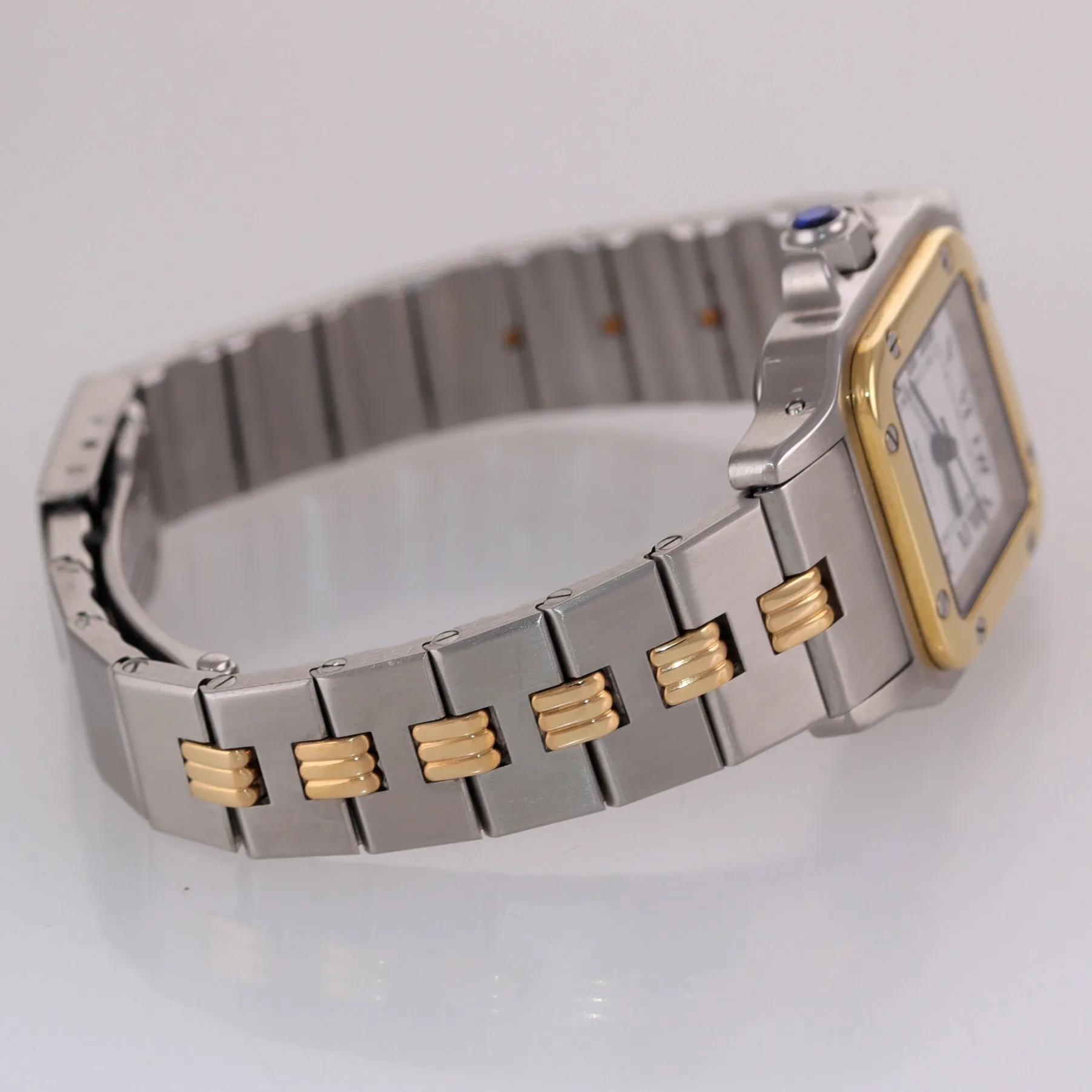 PAPERS VTG Cartier Santos 18k Gold Steel 24mm Roman Automatic Two Tone Watch