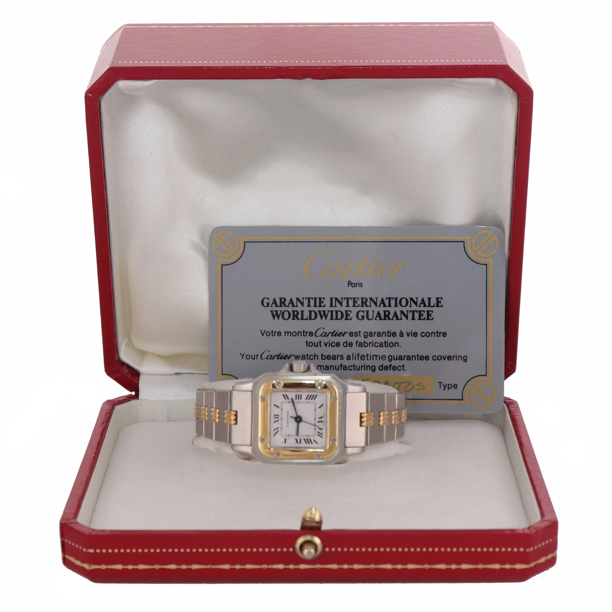 PAPERS VTG Cartier Santos 18k Gold Steel 24mm Roman Automatic Two Tone Watch