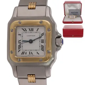 PAPERS VTG Cartier Santos 18k Gold Steel 24mm Roman Automatic Two Tone Watch