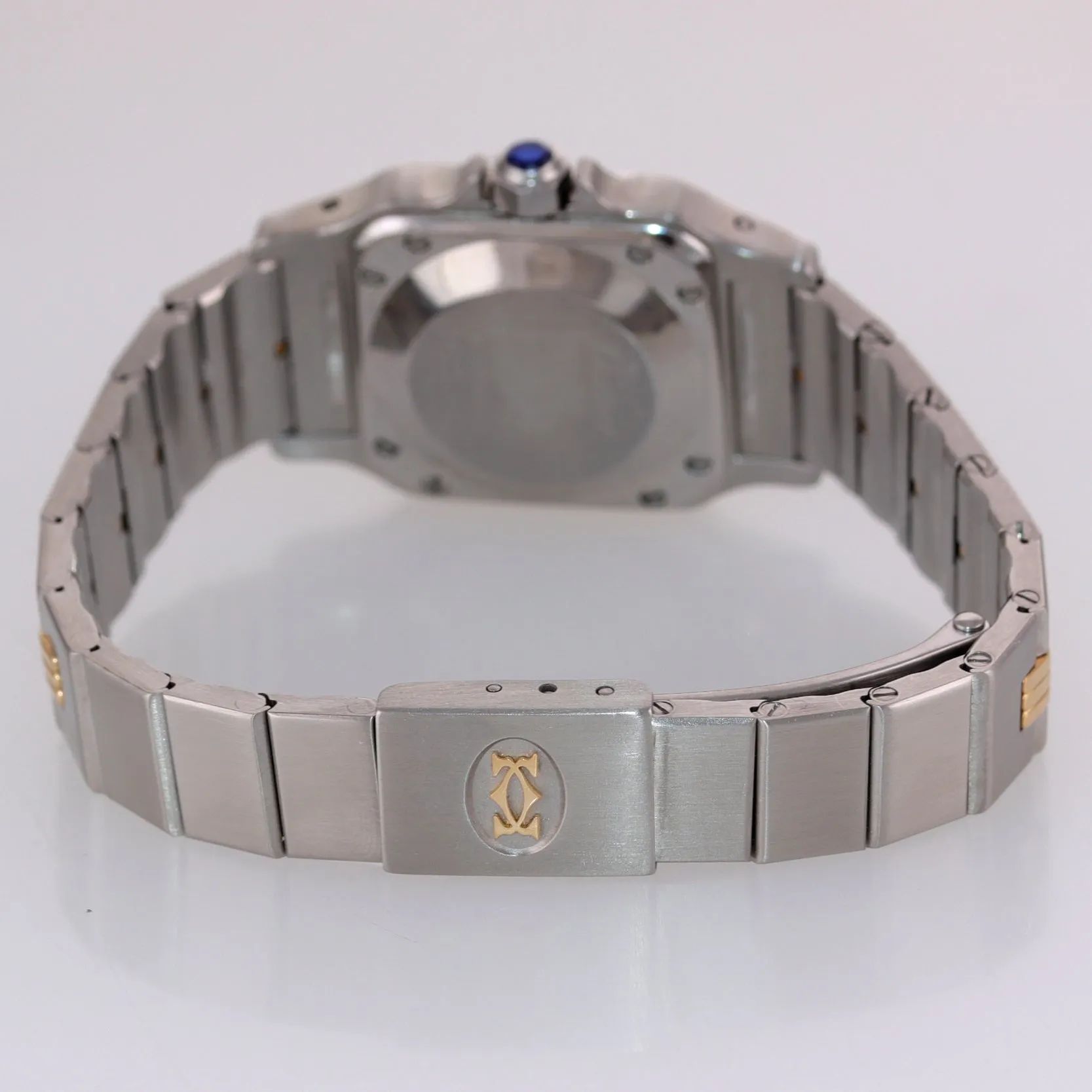 PAPERS VTG Cartier Santos 18k Gold Steel 24mm Roman Automatic Two Tone Watch