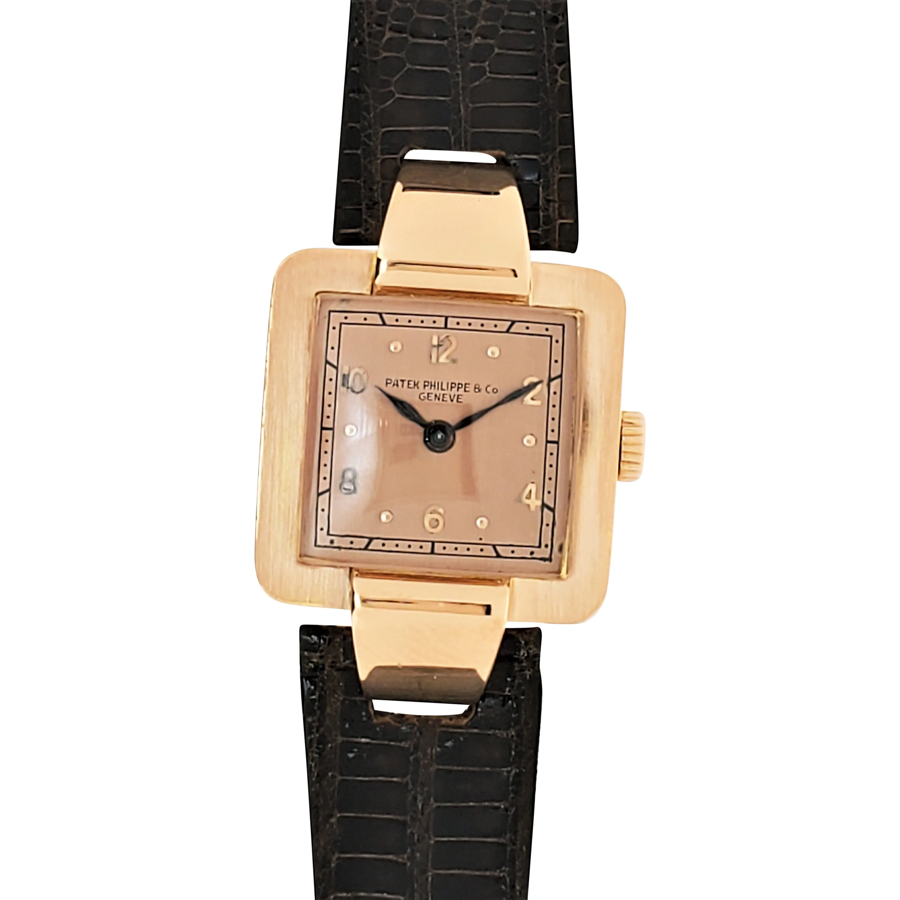Patek Philippe 566R Vintage Rose gold Dramatic square shaped Art Deco Watch, Circa 1940