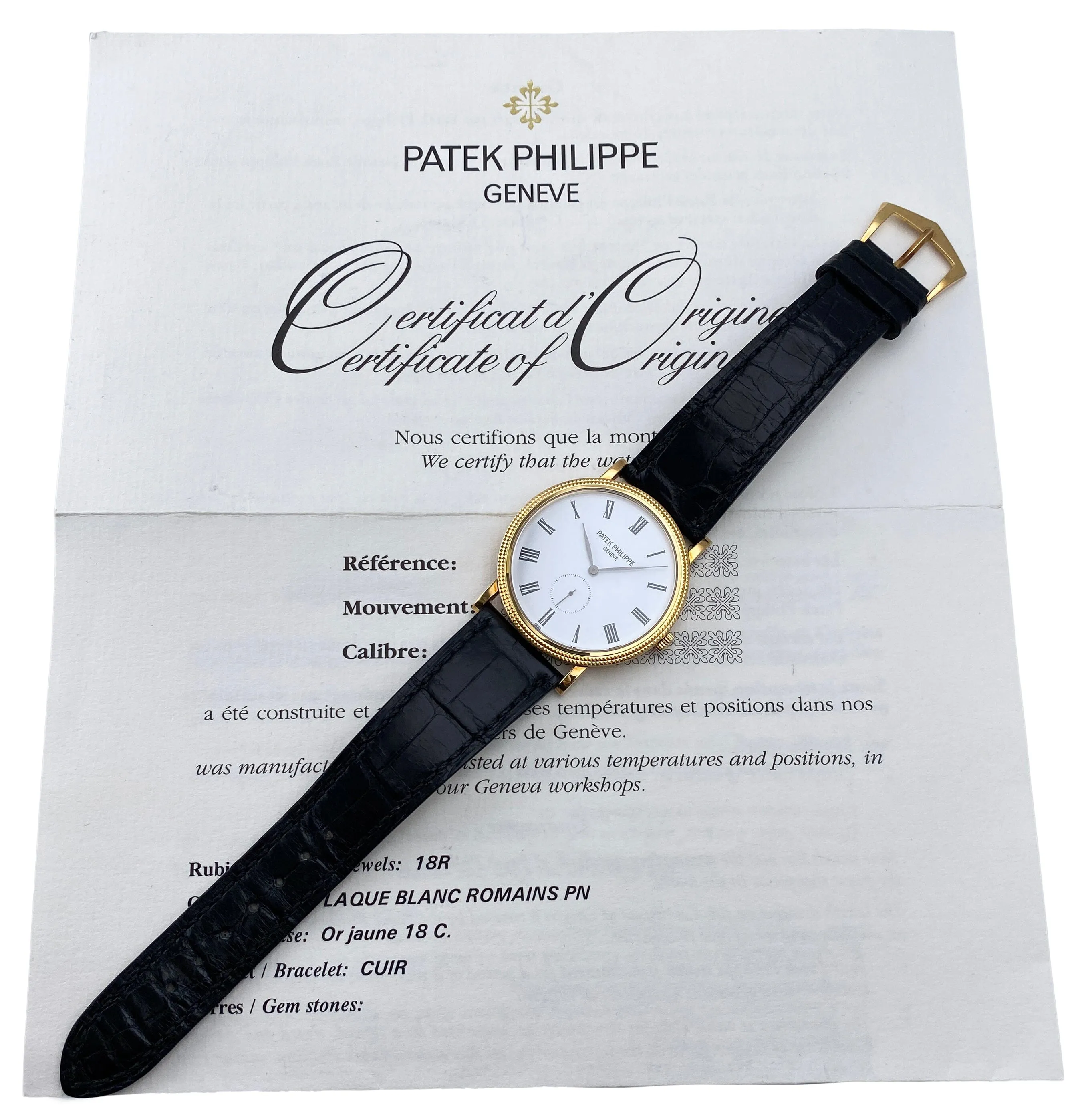 Patek Philippe Calatrava 5119J 18K Yellow Gold Mens Watch With Papers