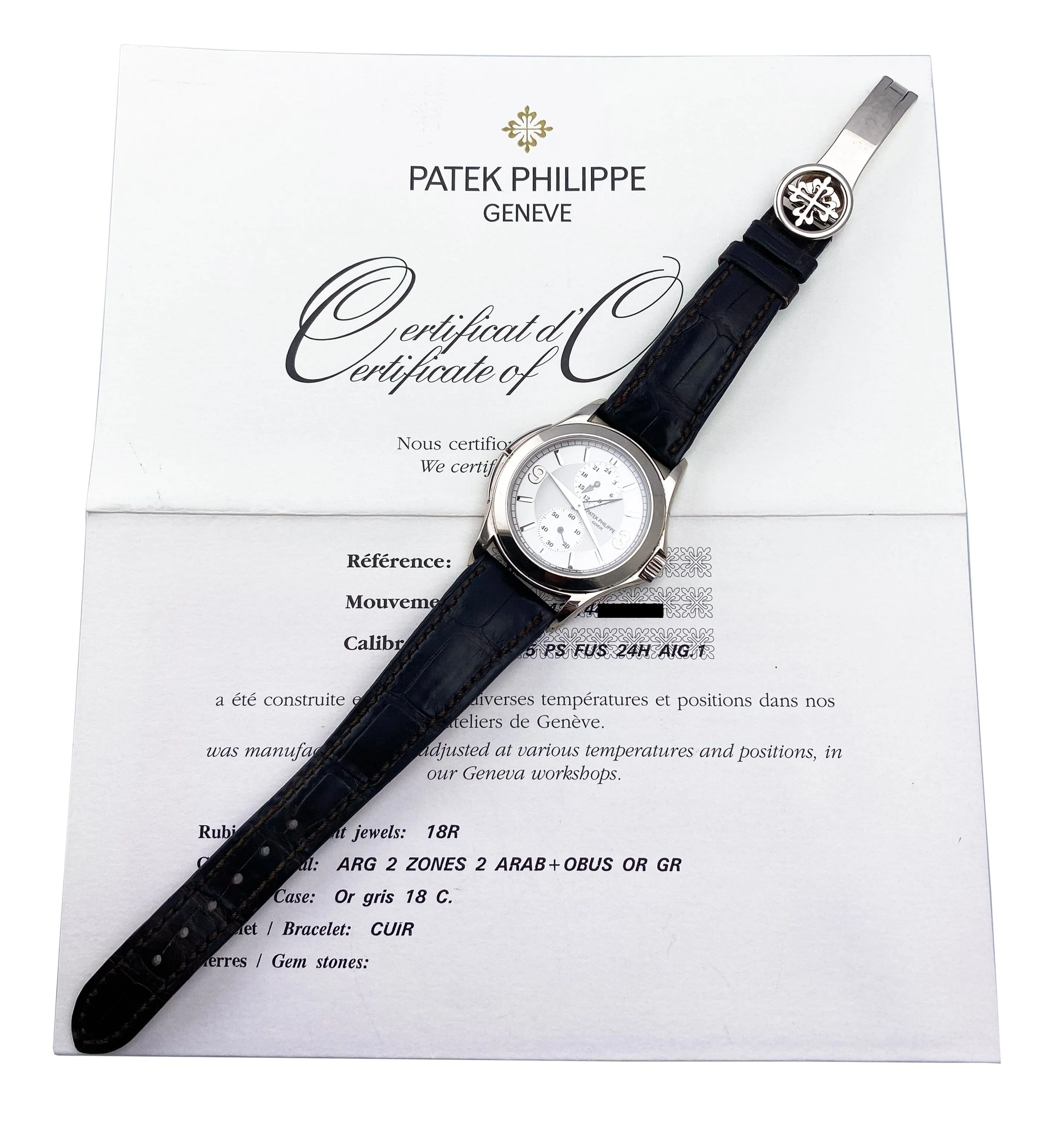 Patek Philippe Calatrava Travel Time 5134G 18K White Gold Mens Watch Box Papers