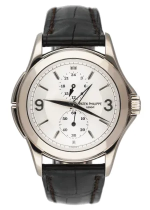Patek Philippe Calatrava Travel Time 5134G 18K White Gold Mens Watch Box Papers