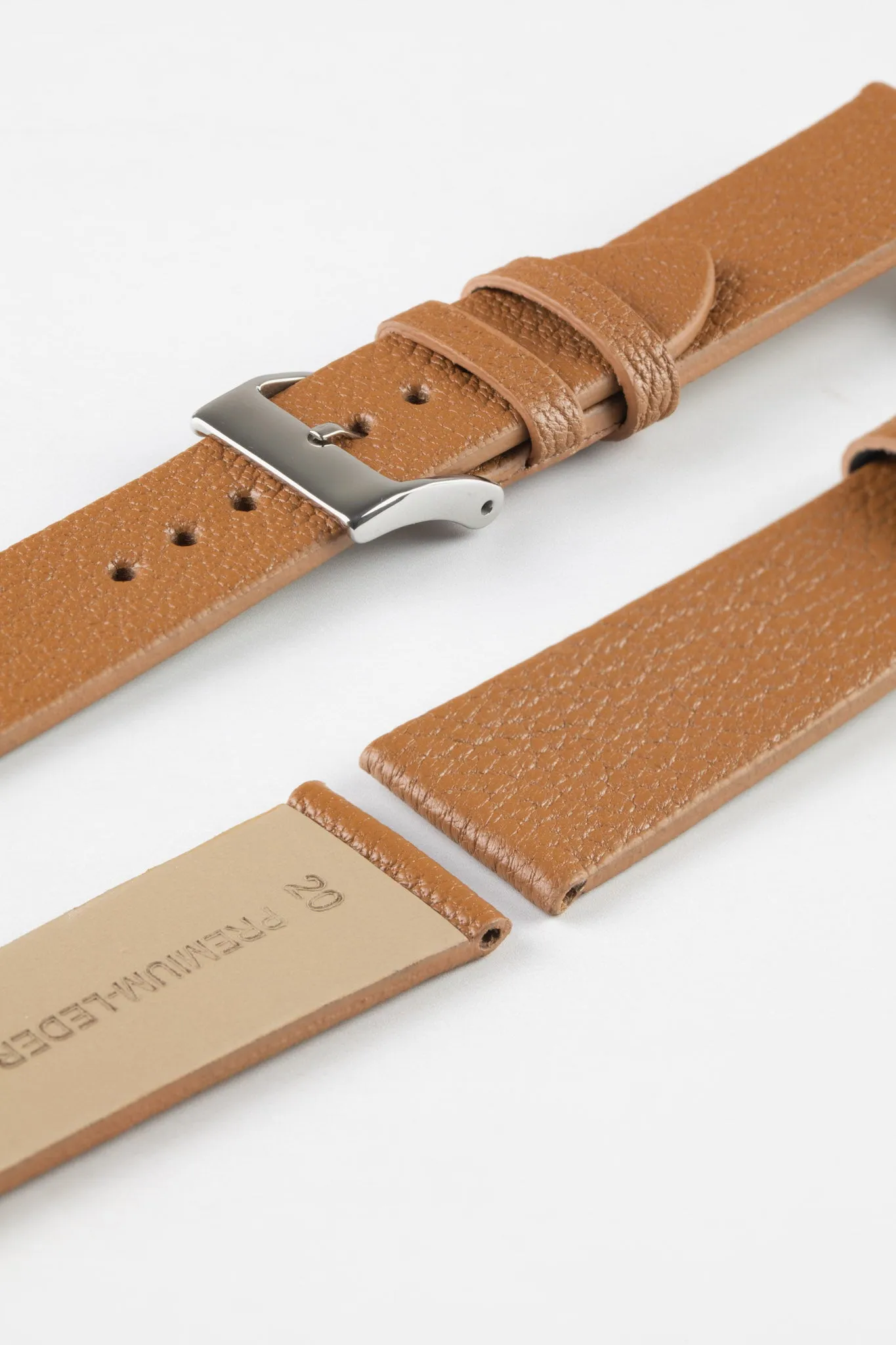 Pebro BILLY Genuine Goatskin Leather Watch Strap in MID BROWN