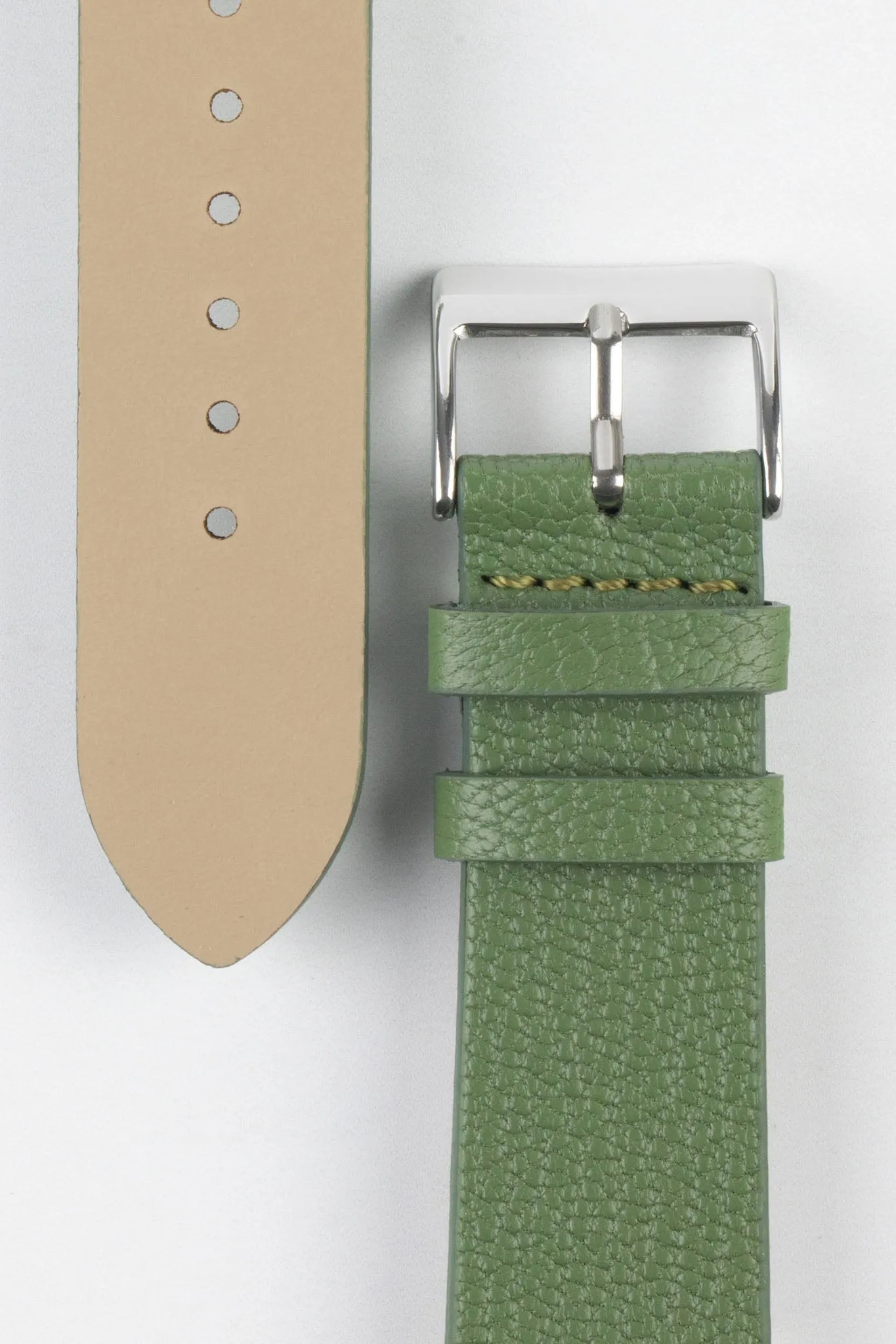 Pebro BILLY Genuine Goatskin Leather Watch Strap in SAGE GREEN