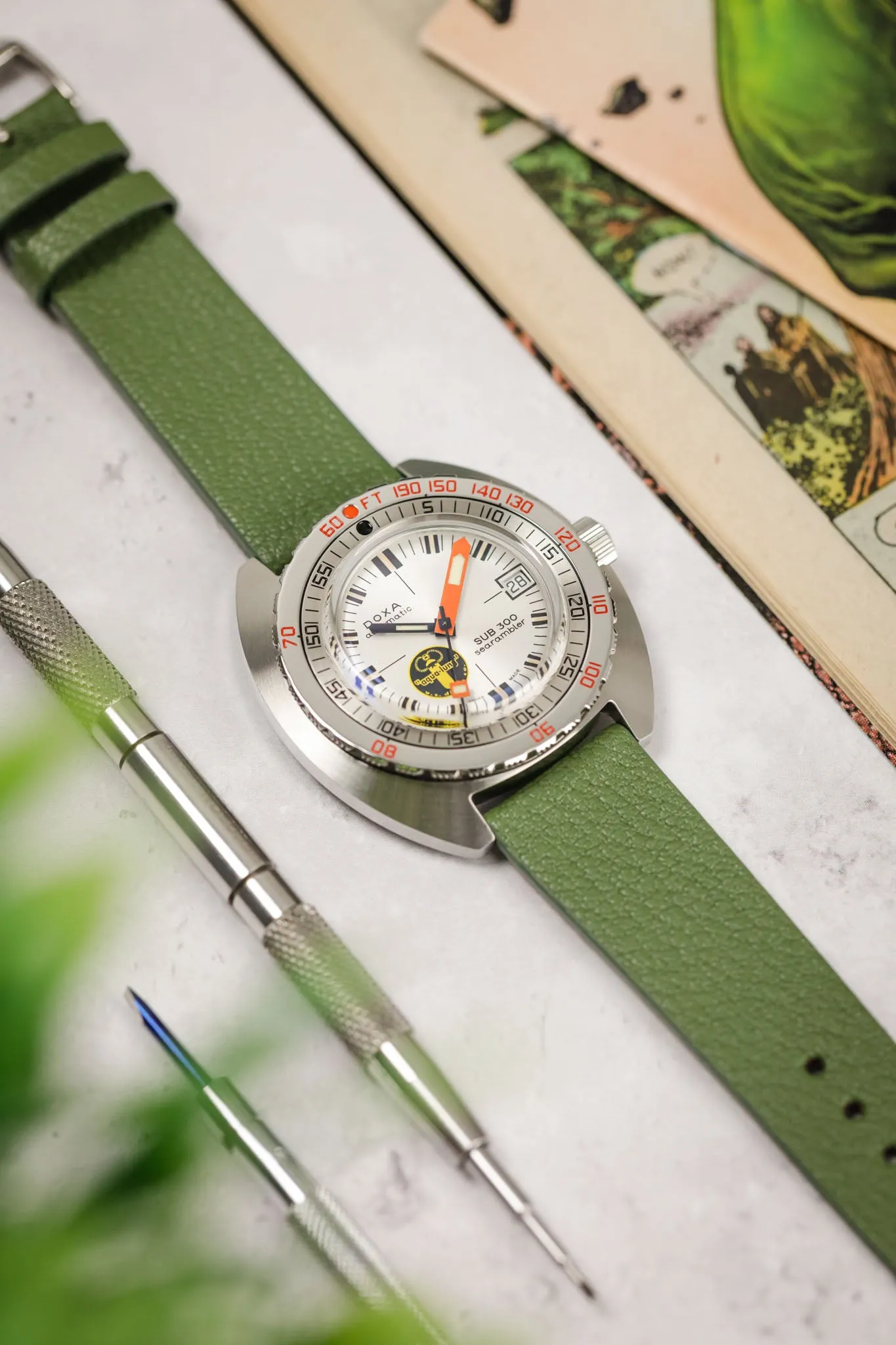 Pebro BILLY Genuine Goatskin Leather Watch Strap in SAGE GREEN