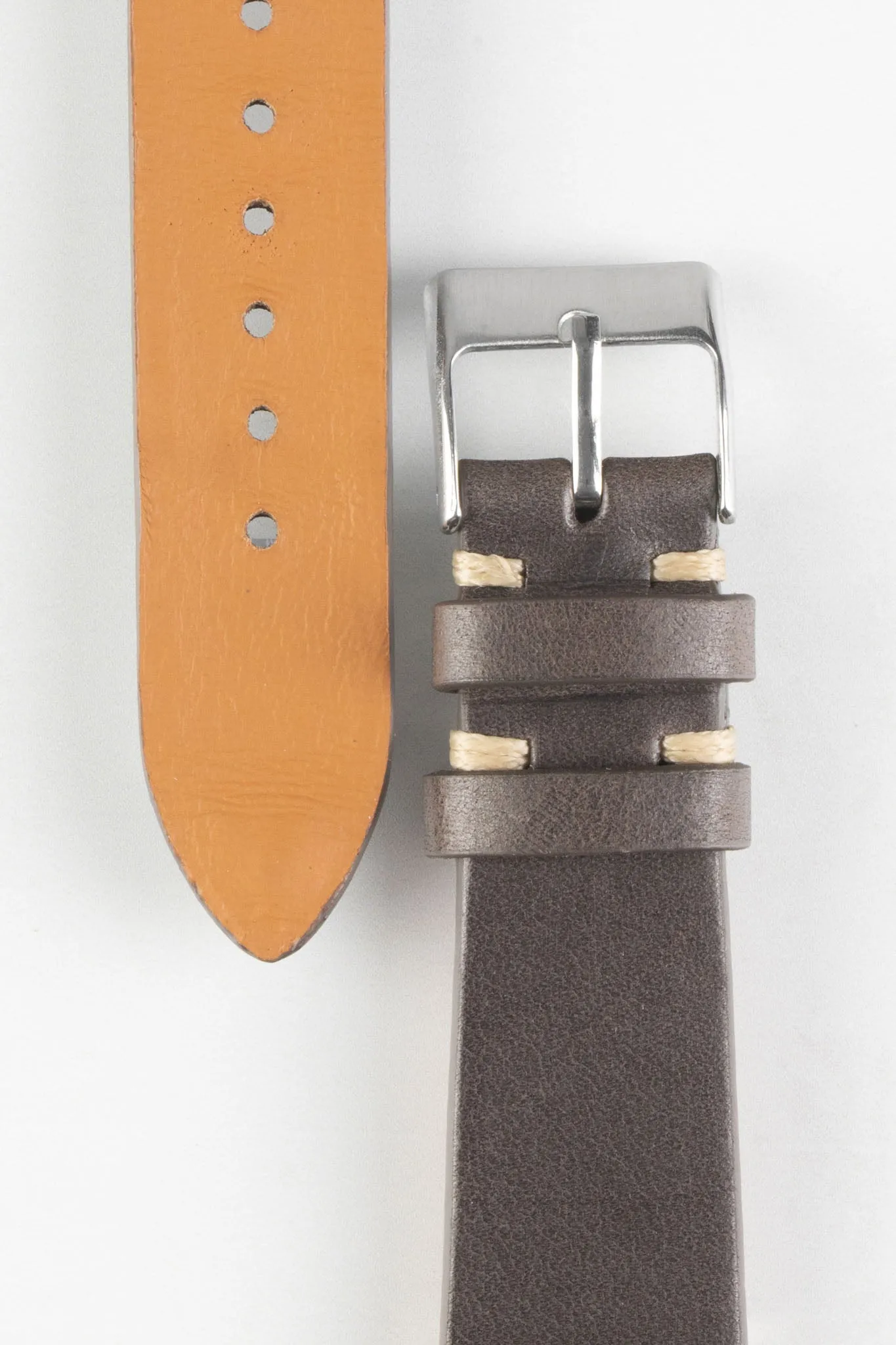 Pebro LEGACY Vintage Calfskin Leather Watch Strap in DARK BROWN