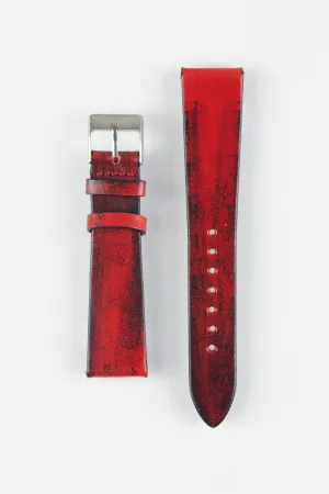Pebro VENEER Lacquered Vintage Leather Watch Strap in RED