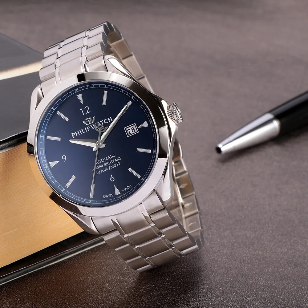 Philip Watch BLAZE 41mm 3H AUTO BLUE DIAL BR SS