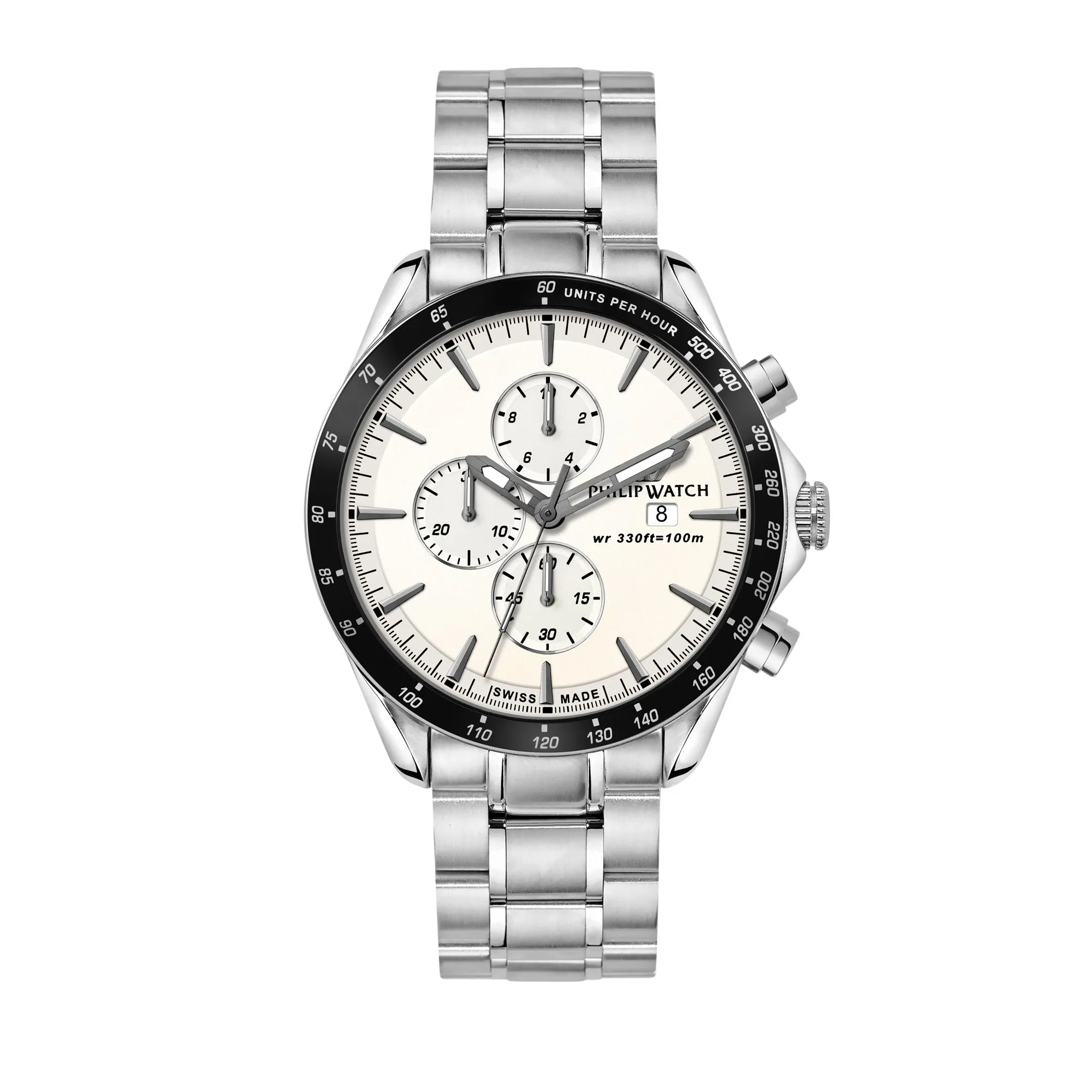 Philip Watch BLAZE 44MM CHR W/SILVER DIAL BR SS